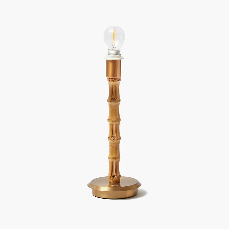 Bamboo Rechargeable Lamp with Pink Shade (18cm)