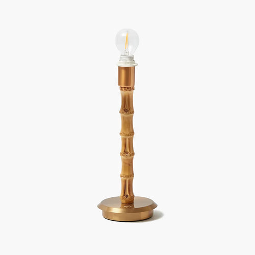 Bamboo Rechargeable Lamp with Pink Shade (18cm)