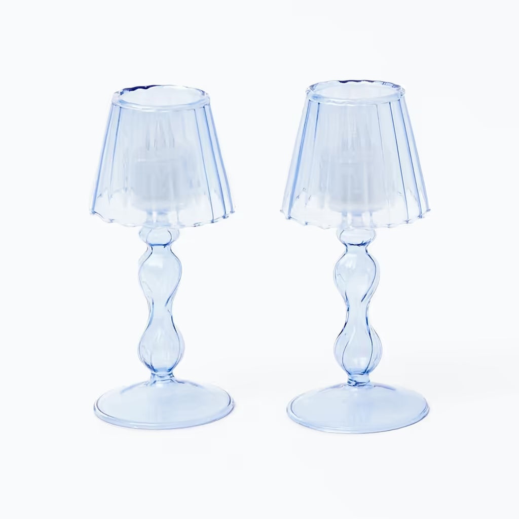Glass Lantern Tea Light Holder (Pair) - 18cm