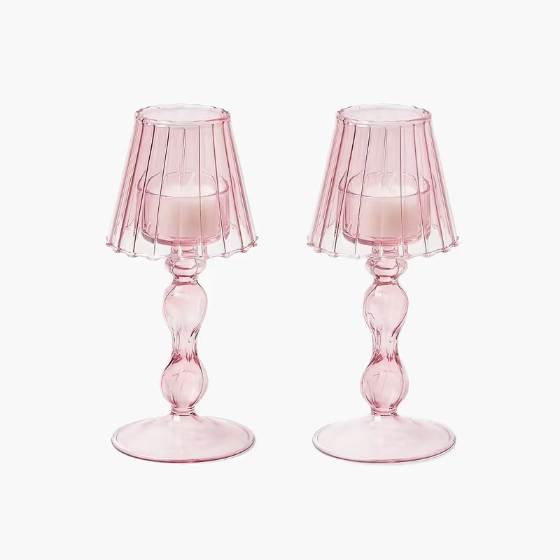 Glass Lantern Tea Light Holder (Pair) - 18cm
