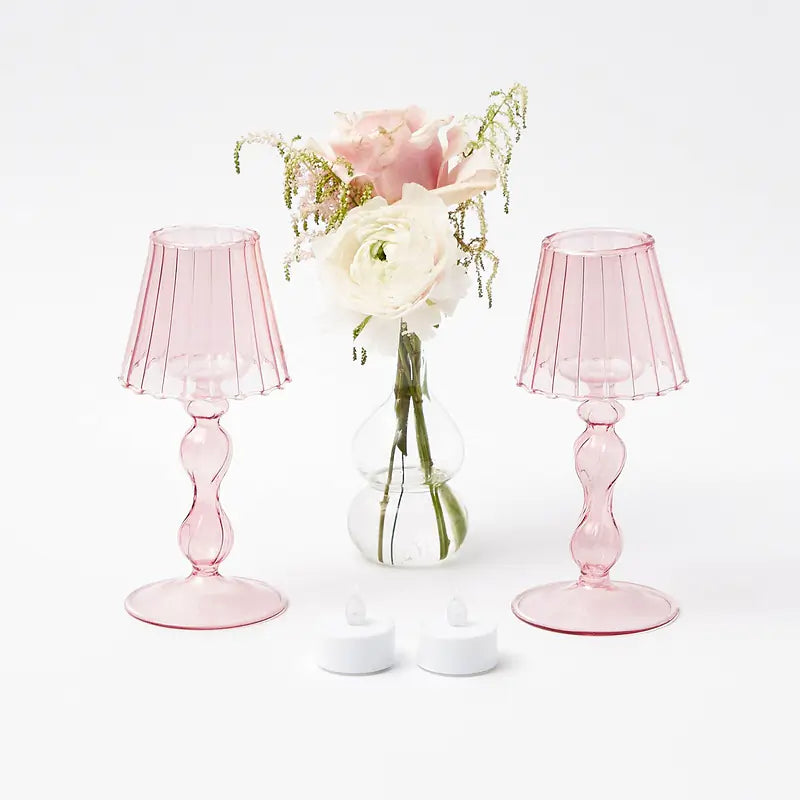 Glass Lantern Tea Light Holder (Pair) - 18cm