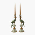 Olive Parrot Candle Holders (Pair)